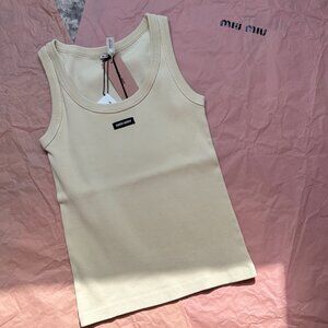 MIU MIU Ribbed Sleeveless Cotton Pullover Vest fo